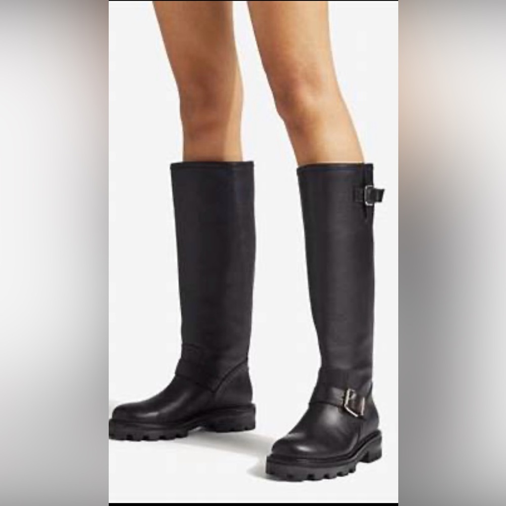 Jimmy Choo Black Over the Knee Boots size 37, Biker II Tall New with box